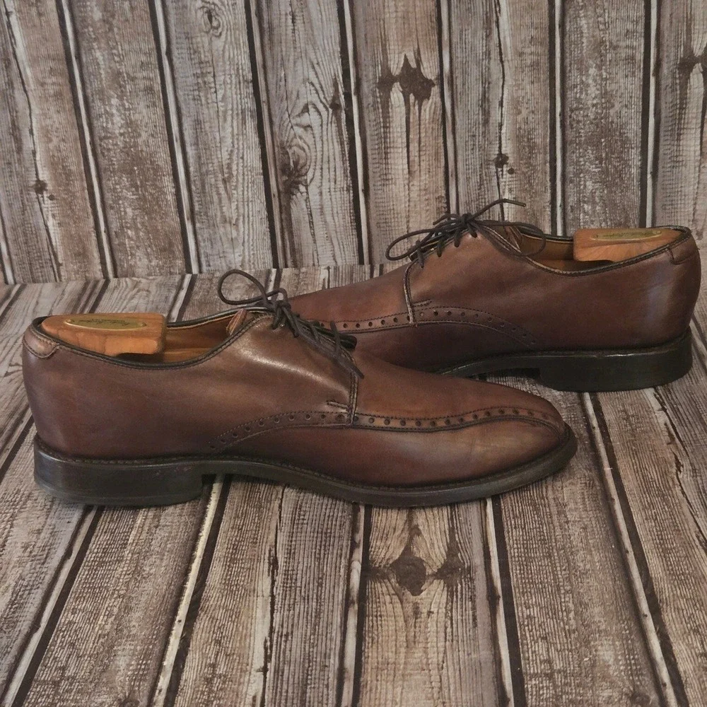 8 D Mens Allen Edmonds Wendell Brown Leather Bicycle Toe Brogue Oxfords Shoes